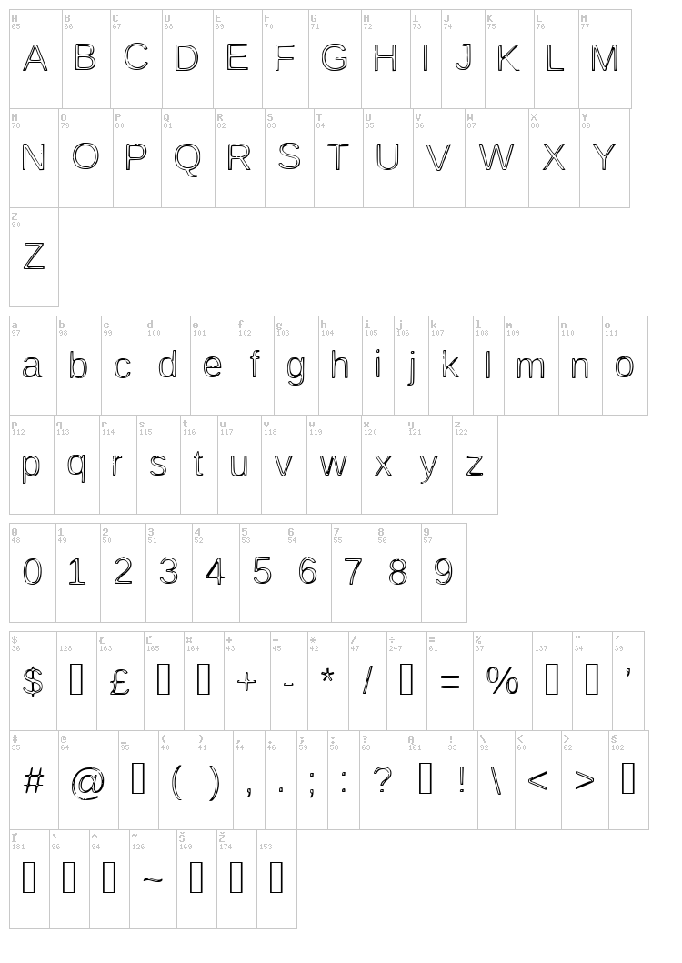 Awesome Outline font map